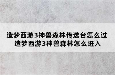 造梦西游3神兽森林传送台怎么过 造梦西游3神兽森林怎么进入